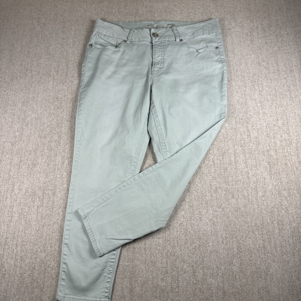 Seven7 Ankle Skinny Jeans Women 18 Green Tummyless Flat Front Pockets
